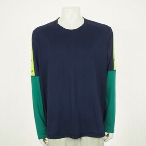 Nike Wild Run Running Tee Shirt Mens 2XL XXL Blue Breathe Dri-Fit Crew Training